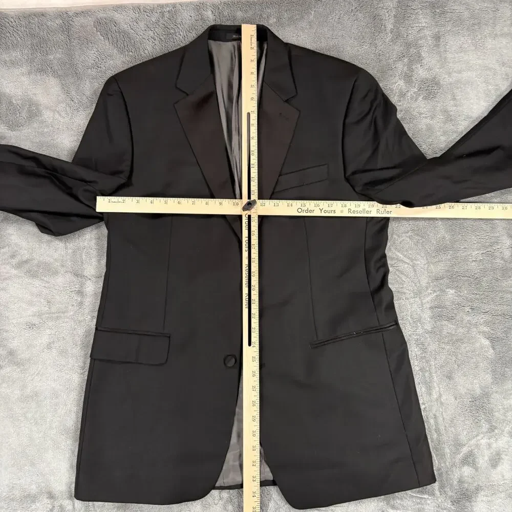 Calvin Klein Mens Tuxedo 43L Black 100% Wool Jacket Pants Two Piece Formal As-Is